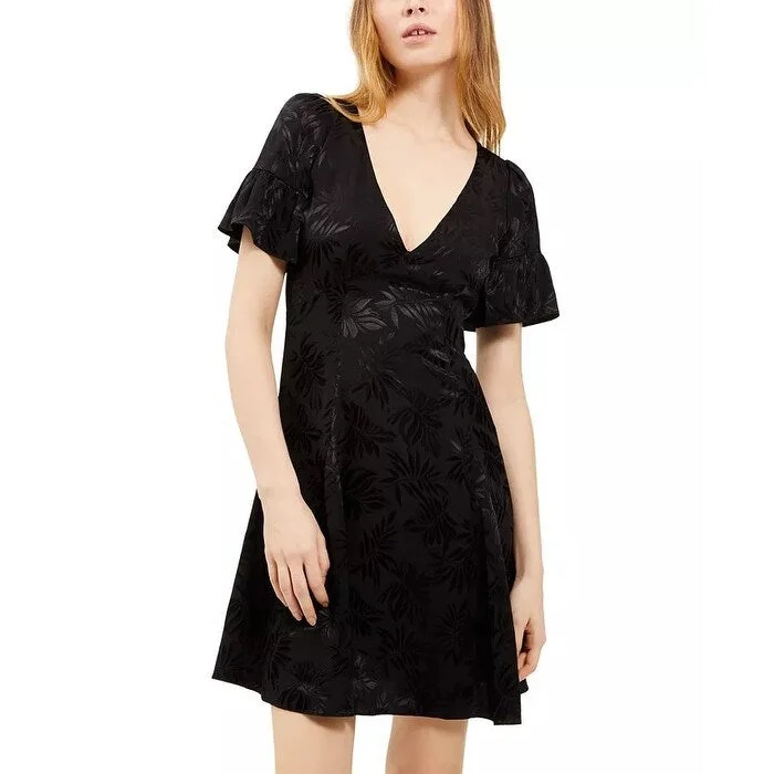 Women's flare dress 70s style -Michael Kors Women's Satin Fit & Flare Dress Black Size Petite Medium - Petite Medium