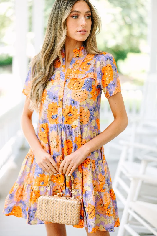 Women's floral dress strapless -Fate: Finding Yourself Orange Floral Dress