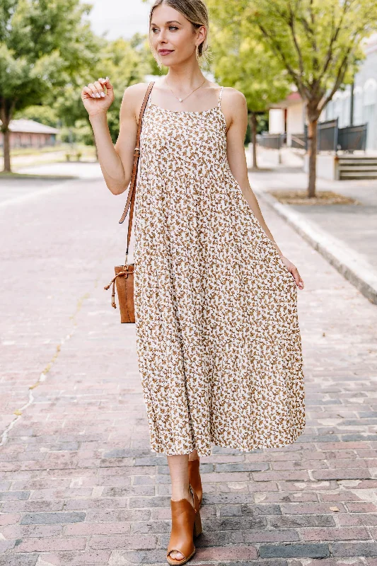 Women's floral dress urban -Feeling The Connection Cream White Floral Maxi Dress