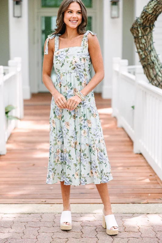 Women's floral dress daisy -Get Ready Mint Green Floral Maxi Dress