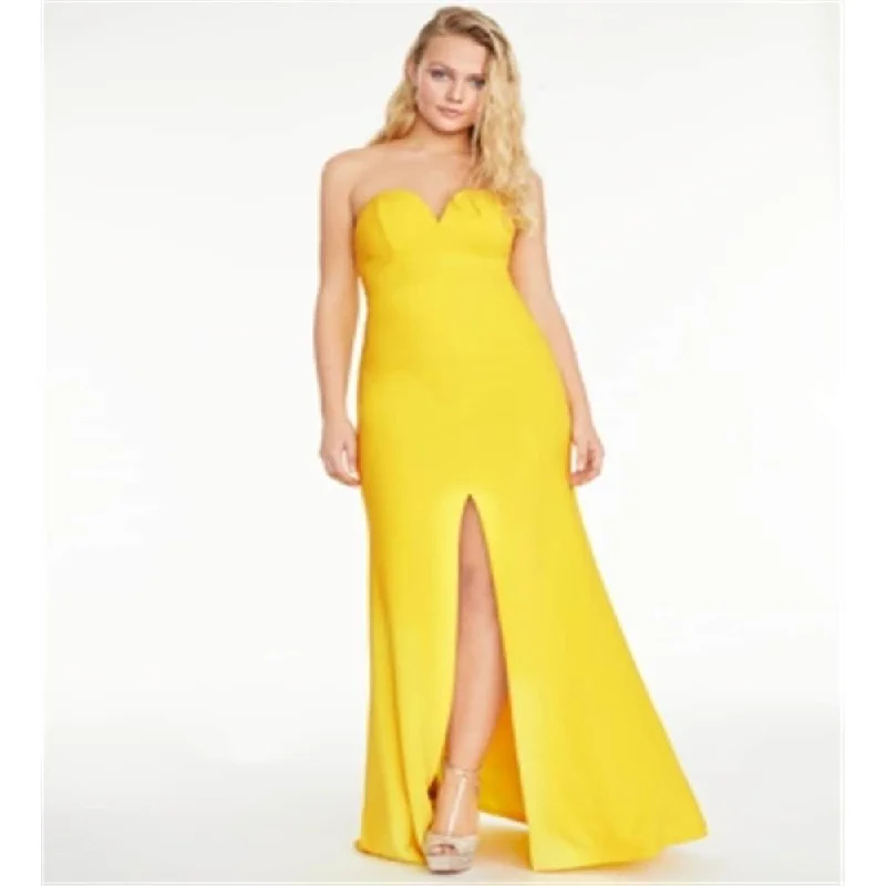 Women's flare dress lightweight -B Darlin Women's Slitted Sweetheart Neckline Full Length Evening Fit Flare Dress Yellow Size 11-12 - 45242