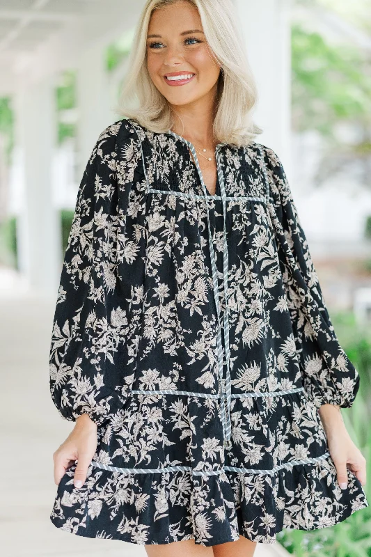 Women's floral dress date night -All That You Need Black Floral Dress