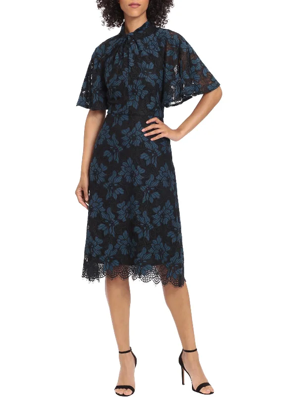 Women's midi dress grunge -Womens Lace Calf Midi Dress