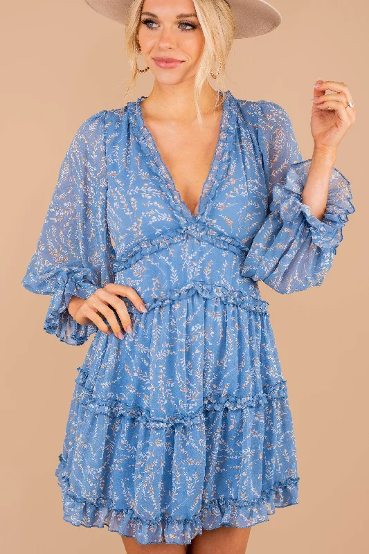 Women's floral dress cruise -You're Too Kind Blue Floral Dress