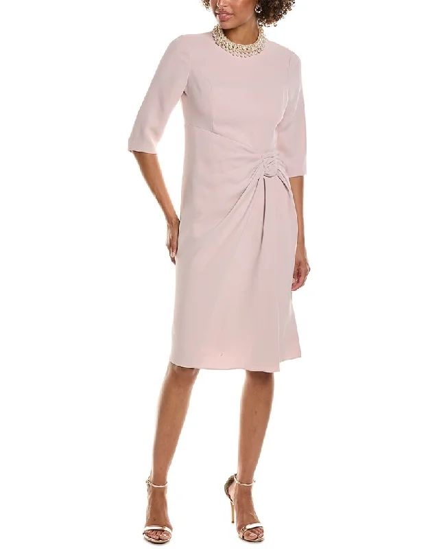 Women's midi dress classic -Teri Jon by Rickie Freeman Stretch Crepe Pearl Midi Dress