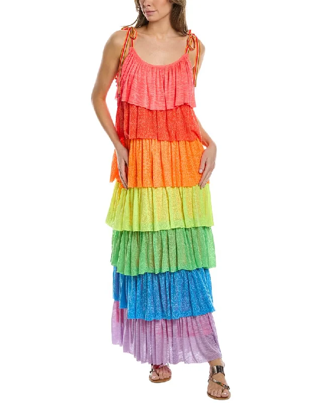 ladies-maxi-dress-edgy-sweep-Pitusa Rainbow Tiered Maxi Dress