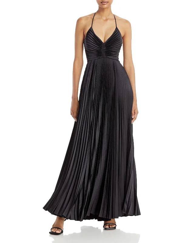 ladies-maxi-dress-striped-sway-Womens Pleated Open-back Maxi Dress