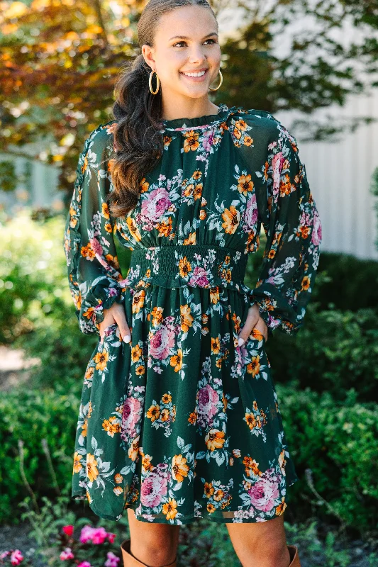 Women's floral dress fashion week -Love You Truly Green Floral Dress