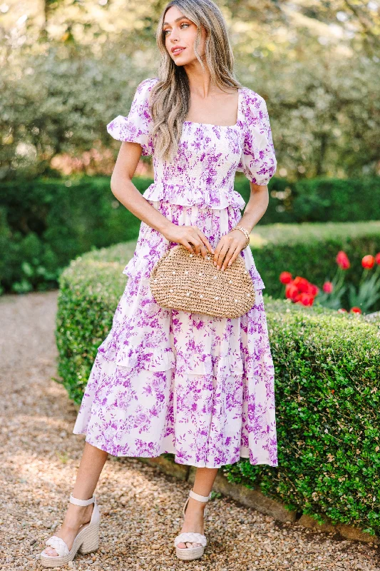 Women's floral dress small print -Embrace The Love Purple Floral Maxi Dress