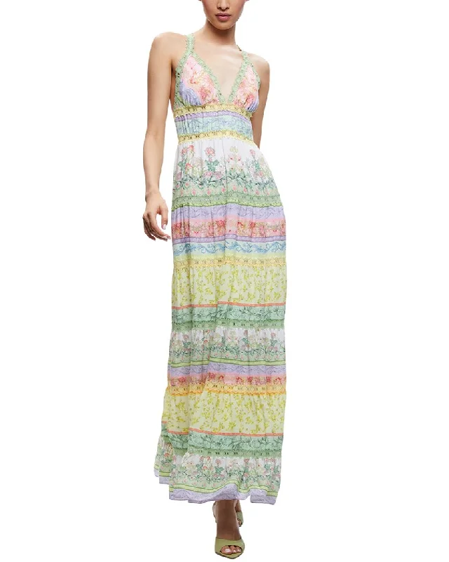 ladies-maxi-dress-neon-flair-alice + olivia Karolina Paneled Halter Maxi Dress