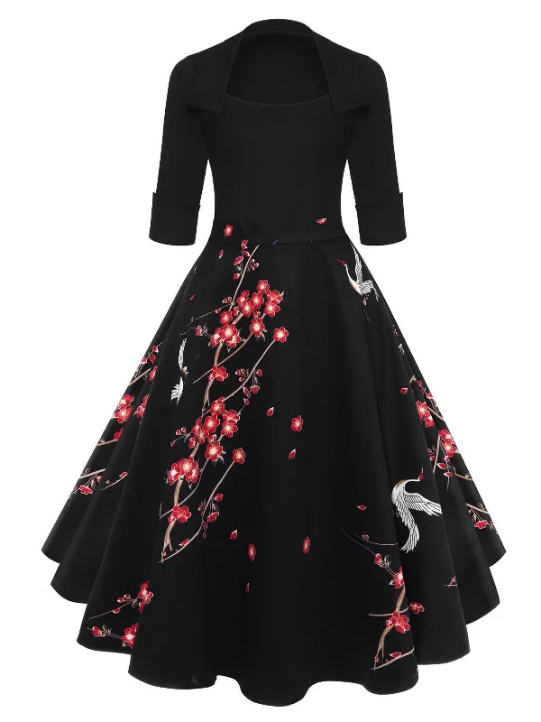 Women's floral dress glamorous -1950s Floral Patchwork Dress