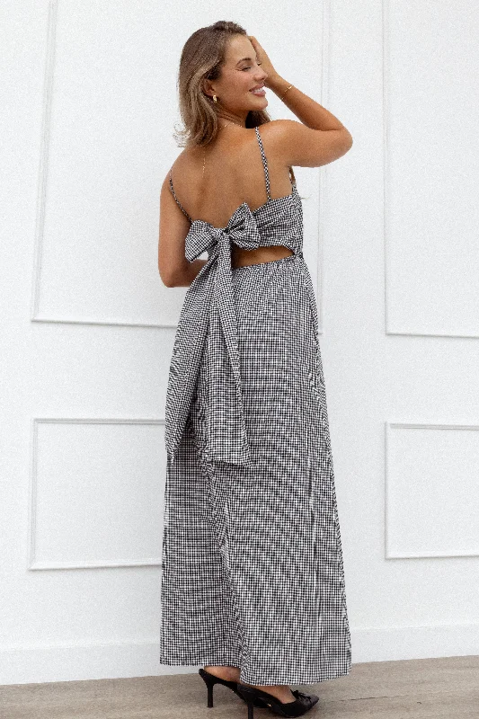 ladies-maxi-dress-royal-flow-Serene Maxi Dress - Black Gingham