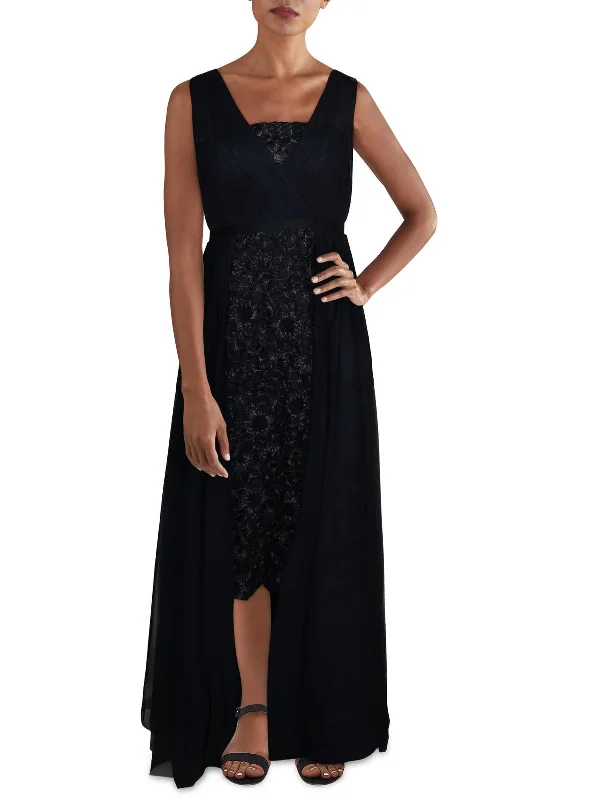 Women's midi dress special occasion -Womens Lace Front Embroidered Midi Dress