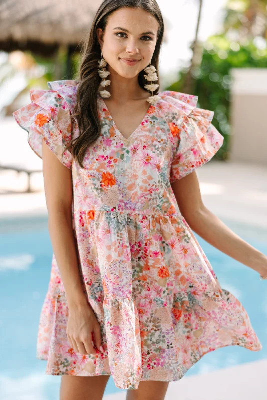 Women's floral dress smooth -Near To Your Heart Pink Floral Dress