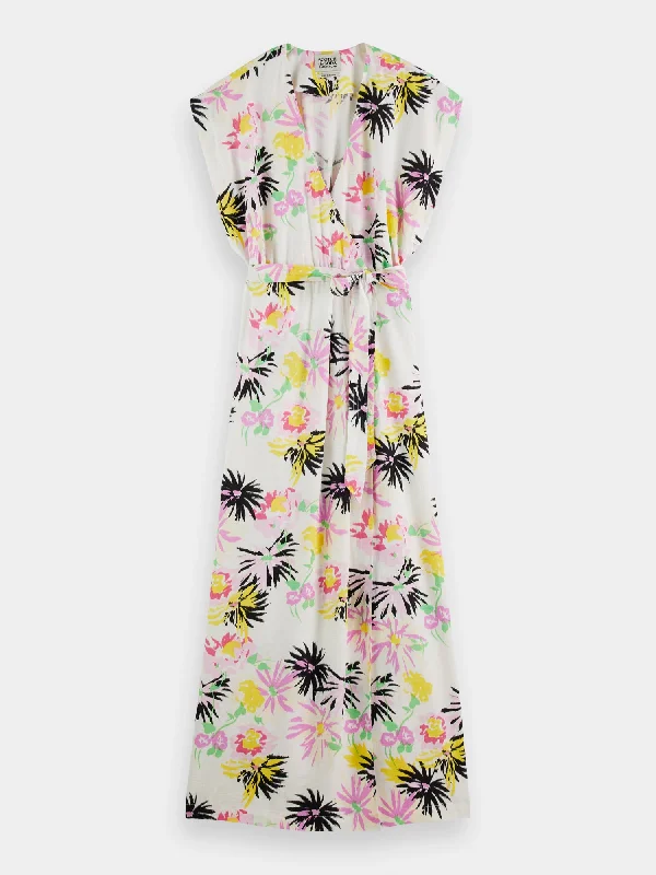 ladies-maxi-dress-buttoned-drift-Allover printed maxi dress