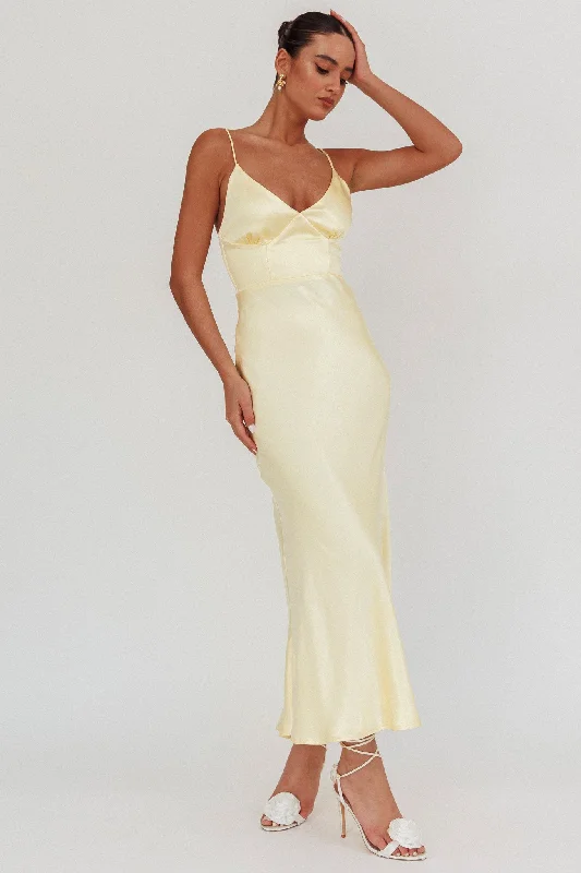 ladies-maxi-dress-daily-drift-Hold Me Satin Backless Maxi Dress Lemon