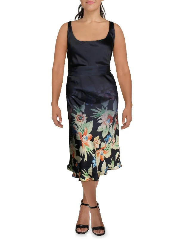 Women's midi dress picnic -Womens Floral Long Midi Dress