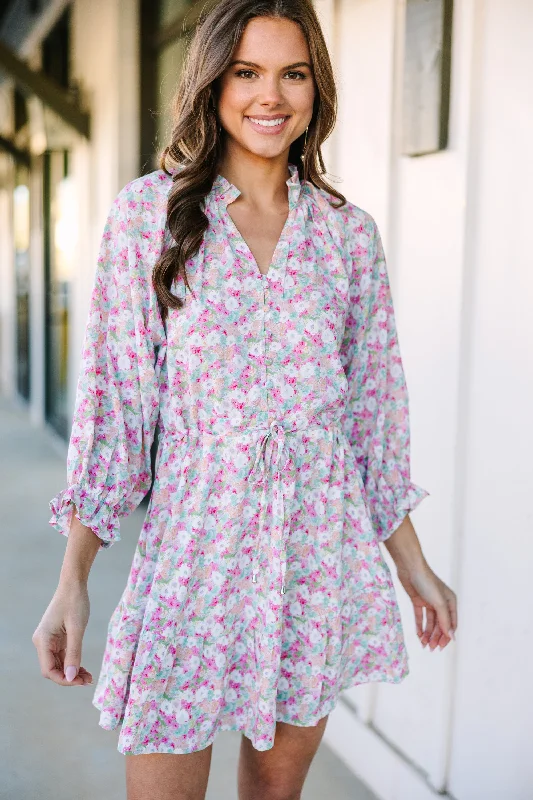 Women's floral dress futuristic -Better Get Going Pink Floral Dress