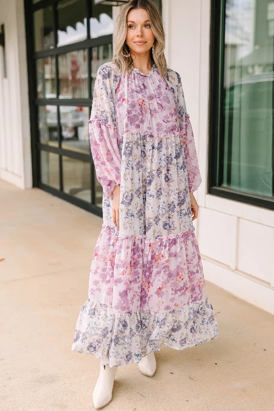 Women's floral dress chic -All That You Love Mauve Pink Floral Maxi Dress