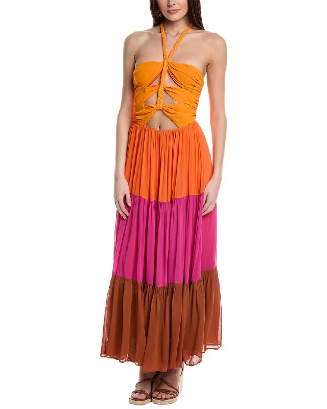 ladies-maxi-dress-magenta-flow-FARM Rio Warm Colorblocking Maxi Dress