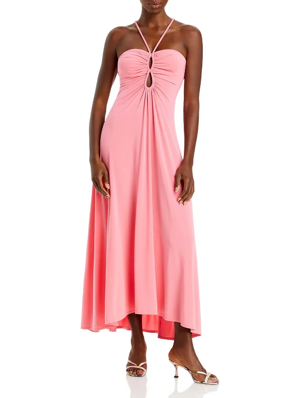 ladies-maxi-dress-beaded-sweep-Julieta Womens Halter Cut Out Maxi Dress