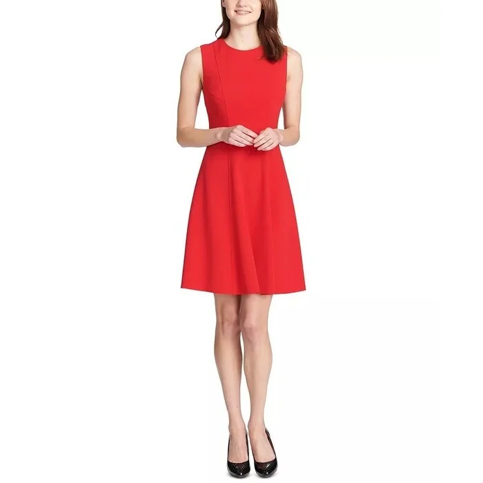 Women's flare dress spring -Tommy Hilfiger Women's Fit & Flare Dress Medium Red Size 16