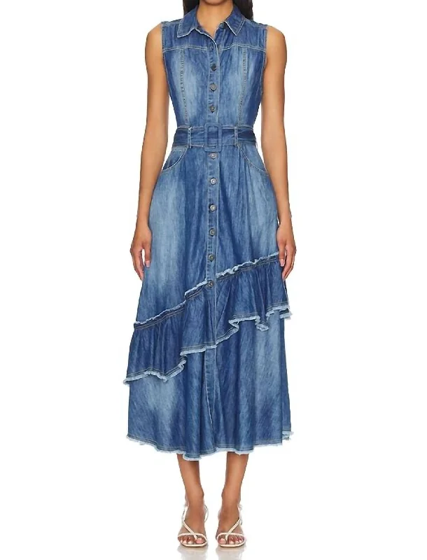 Women's midi dress oversized -Beau Midi Dress In Blue Grass