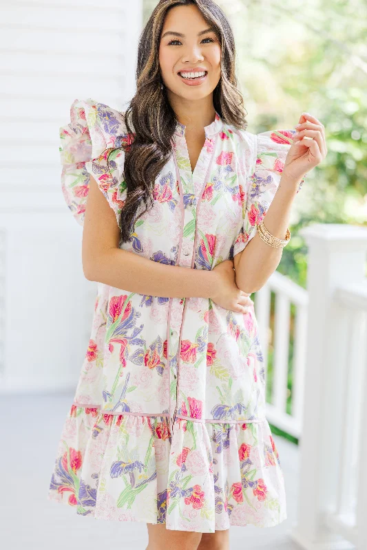 Women's floral dress sophisticated -Looking For Joy Pink Floral Dress