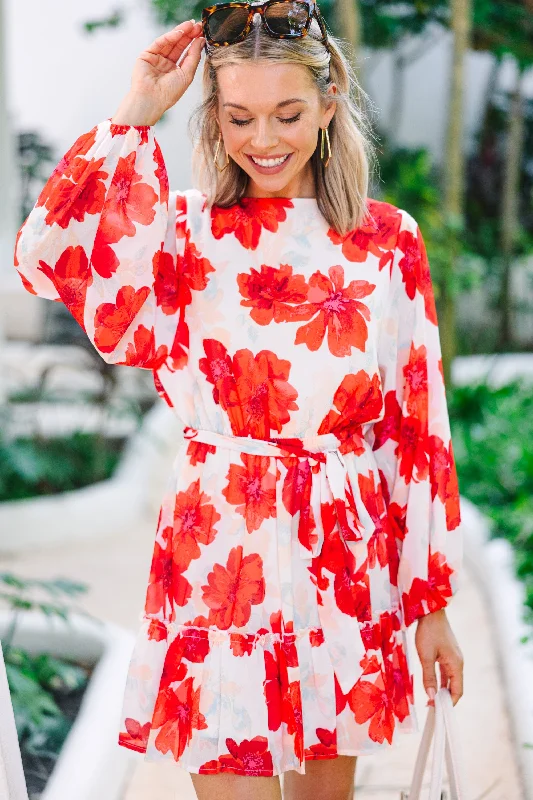 Women's floral dress peony -Build You Up Red Floral Dress