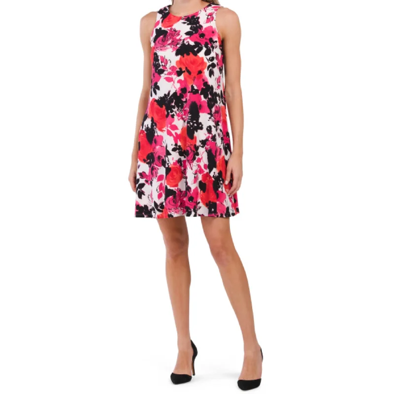 ladies-mini-dress-draped-dazzle-Anne Klein Gwen Floral Print Mini Dress