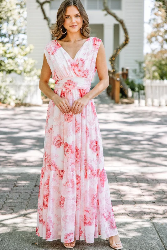 Women's floral dress baby shower -Feeling Speechless Pink Floral Maxi Dress