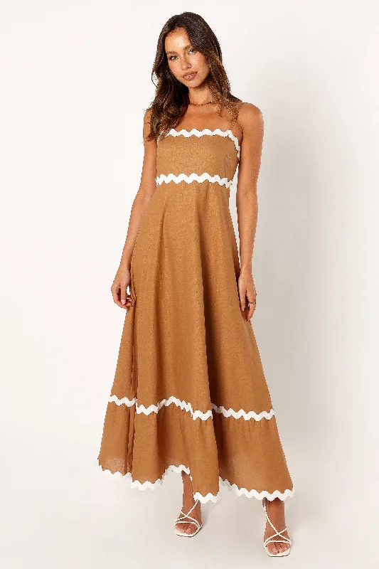 ladies-maxi-dress-umber-drift-Yana Maxi Dress - Tan White