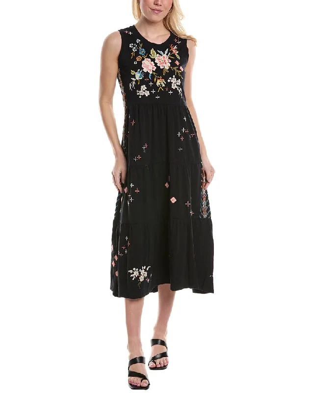 ladies-maxi-dress-relaxed-flow-Johnny Was Ceretti Tiered Maxi Tank Dress