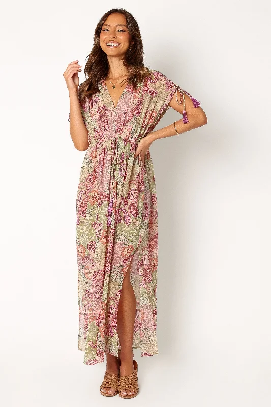 ladies-maxi-dress-beige-flow-Cyril Maxi Dress - Iris Oasis