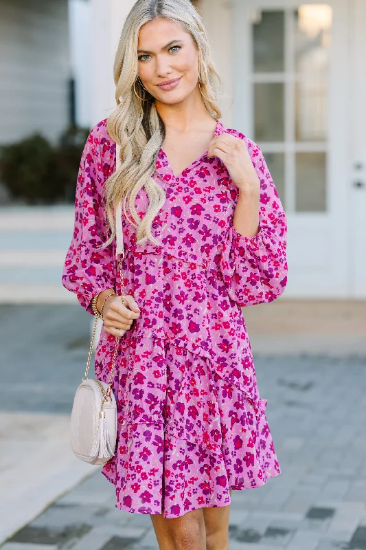 Women's floral dress paisley -All That You Know Magenta Floral Dress