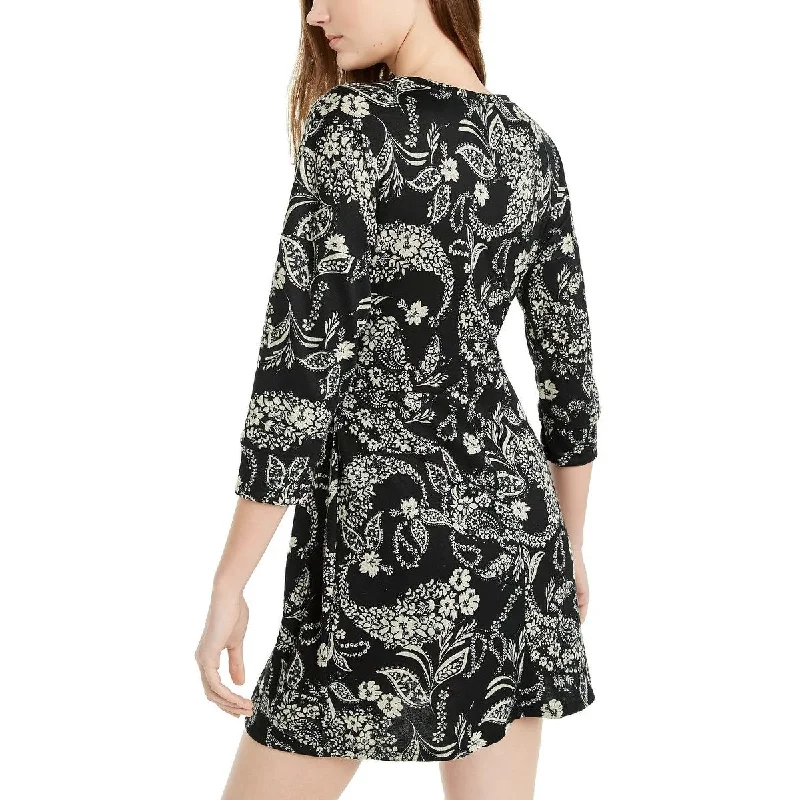 Women's flare dress black -Be Bop Women's Paisley Floral Fit & Flare Dress Black Size Xx-Small