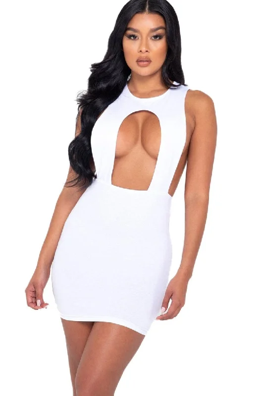 ladies-mini-dress-plum-play-Front Center Cutout W/High Neck Mini Dress