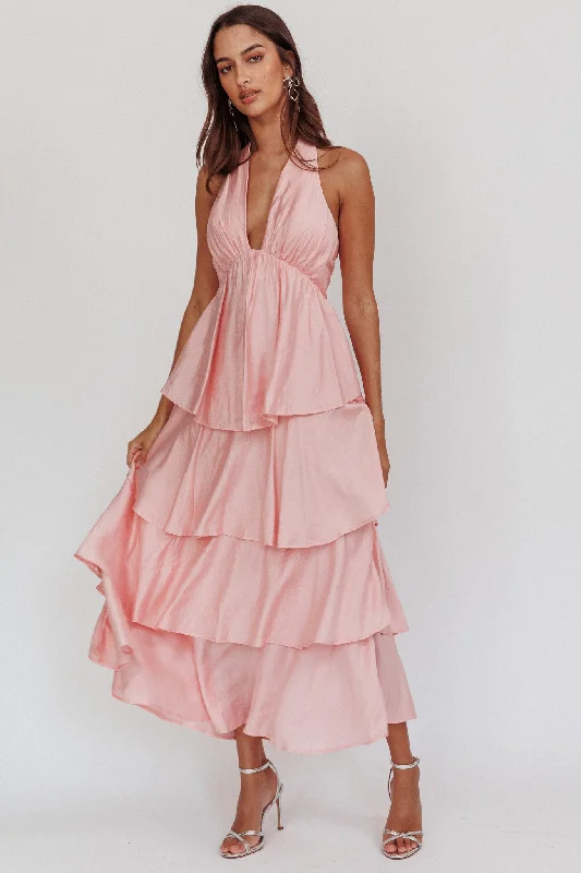 ladies-maxi-dress-date-night-drape-Catalina Tiered Ruffle Maxi Dress Dusty Rose