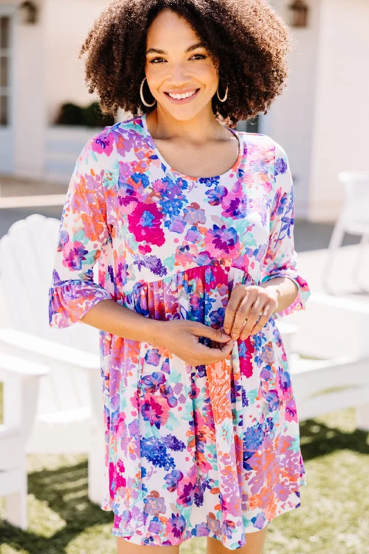 Women's floral dress brunch -What You Know Pink Floral Babydoll Dress