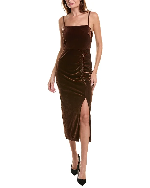 Women's midi dress asymmetrical -Taylor Velvet Midi Dress