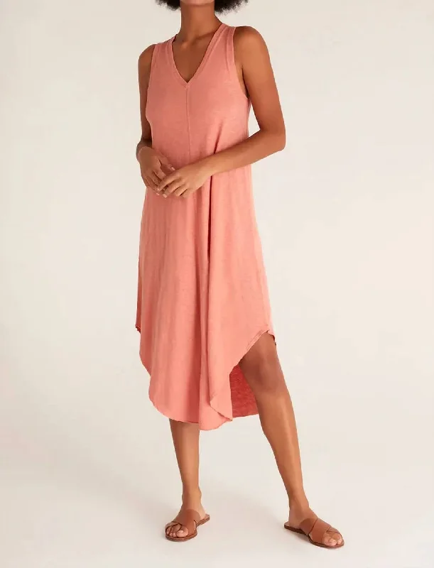 Women's midi dress dinner -Reverie Midi Dress In Canyon Rose