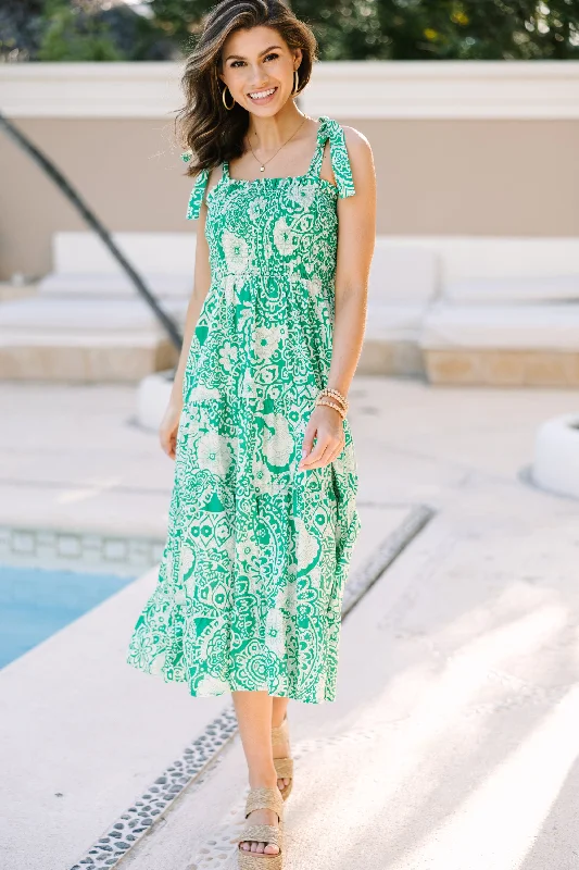 Women's floral dress mini -What It's All About Green Floral Midi Dress