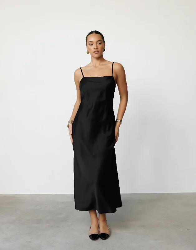 Women's midi dress vintage -Idalia Midi Dress (Black)