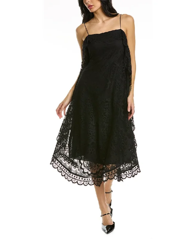 Women's midi dress futuristic -Rebecca Taylor Doily Lace Midi Dress