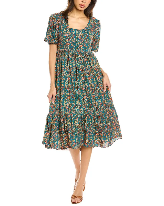 Women's midi dress everyday -Celina Moon Tiered Midi Dress