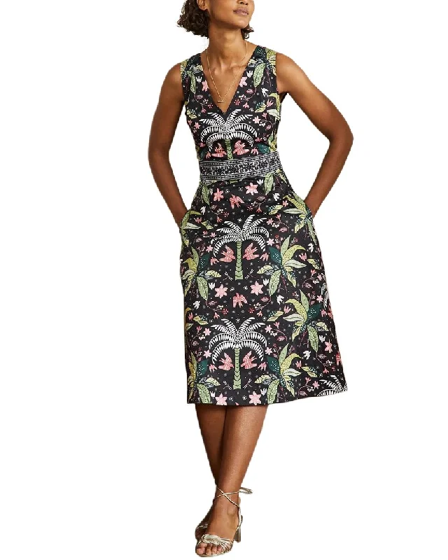 Women's midi dress bachelorette -Boden Embroidered Waist Midi Dress