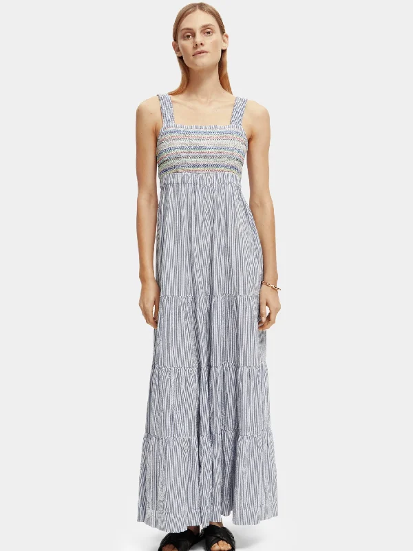 ladies-maxi-dress-minimal-drift-Sleeveless smocked & tiered maxi dress