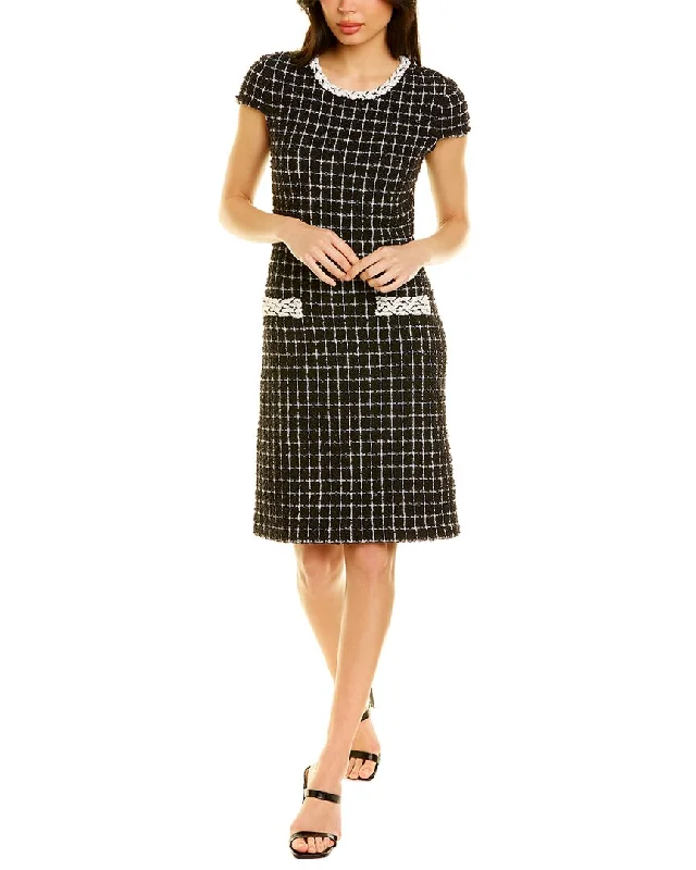 Women's midi dress Easter -St. John Windowpane Tweed Midi Dress