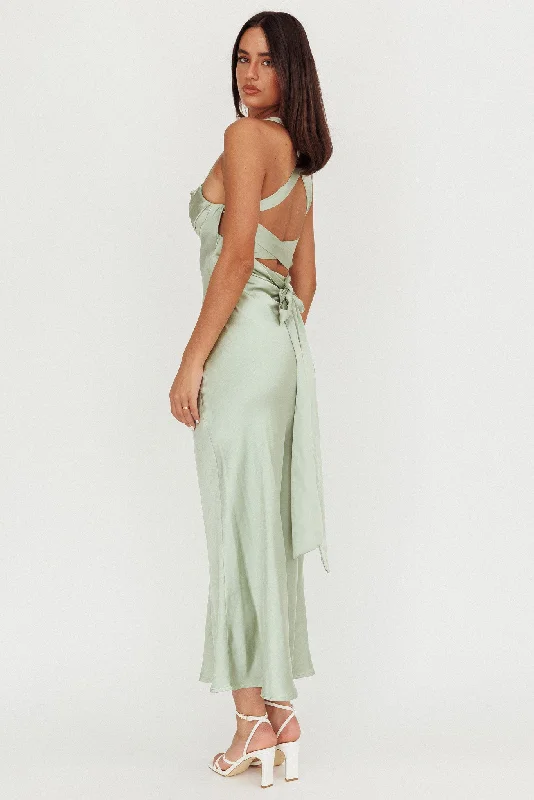 ladies-maxi-dress-flattering-drift-Favorite Part Crossover Back Satin Maxi Dress Sage