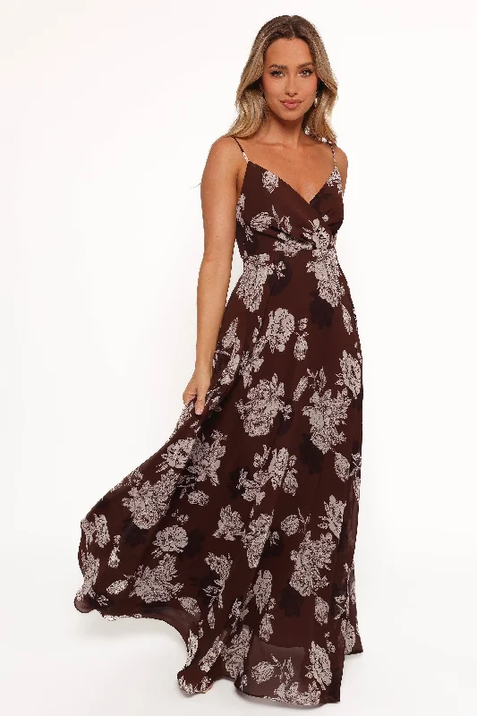 ladies-maxi-dress-luxe-flow-Madilyn Maxi Dress - Brown Floral